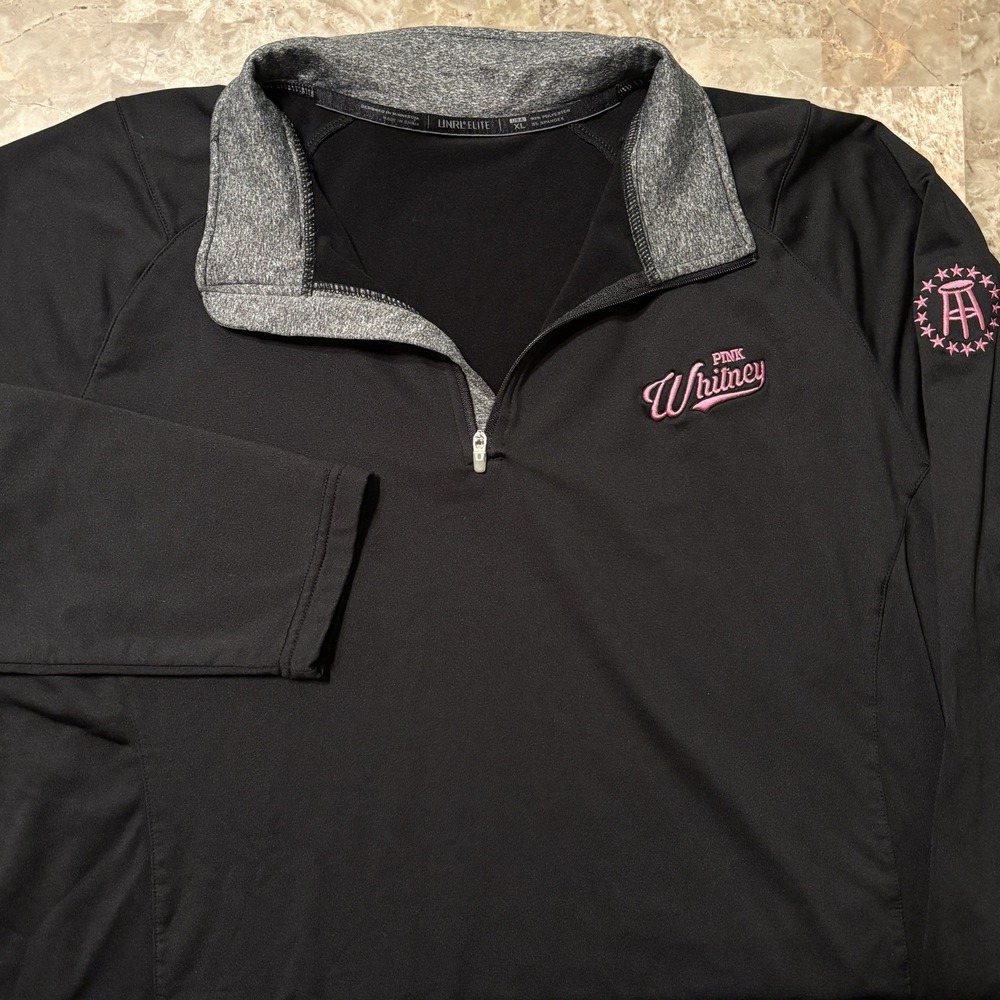 UNRL Pink Whitney Quarter Zip Mens XL Black Barstool Sports Fleece Golf College
